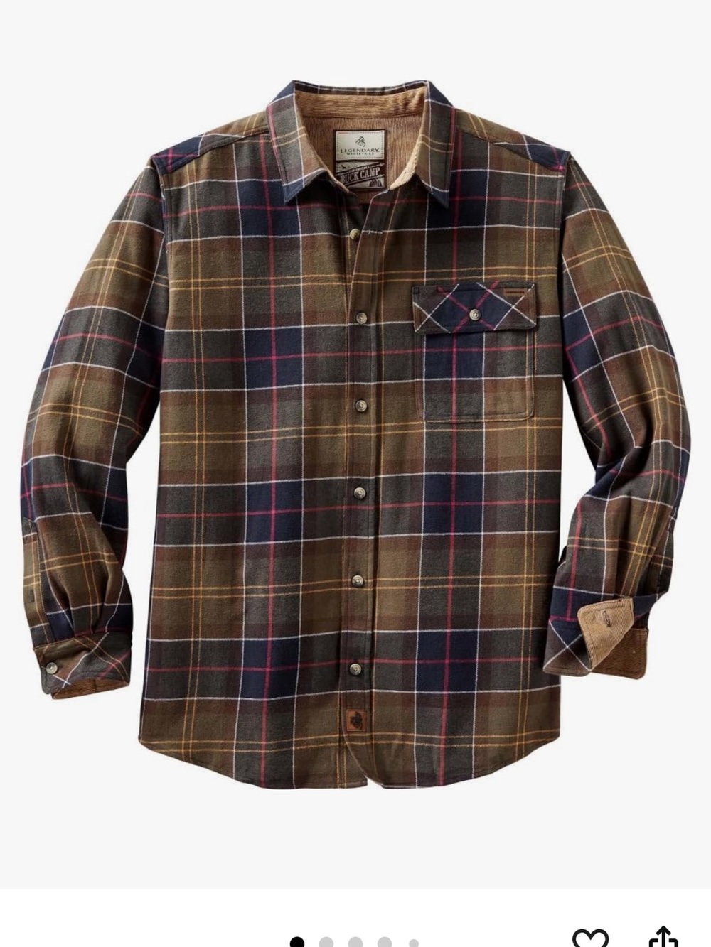Legendary Whitetails Men’s Brown Plaid Button-Down Shirt- NWOT